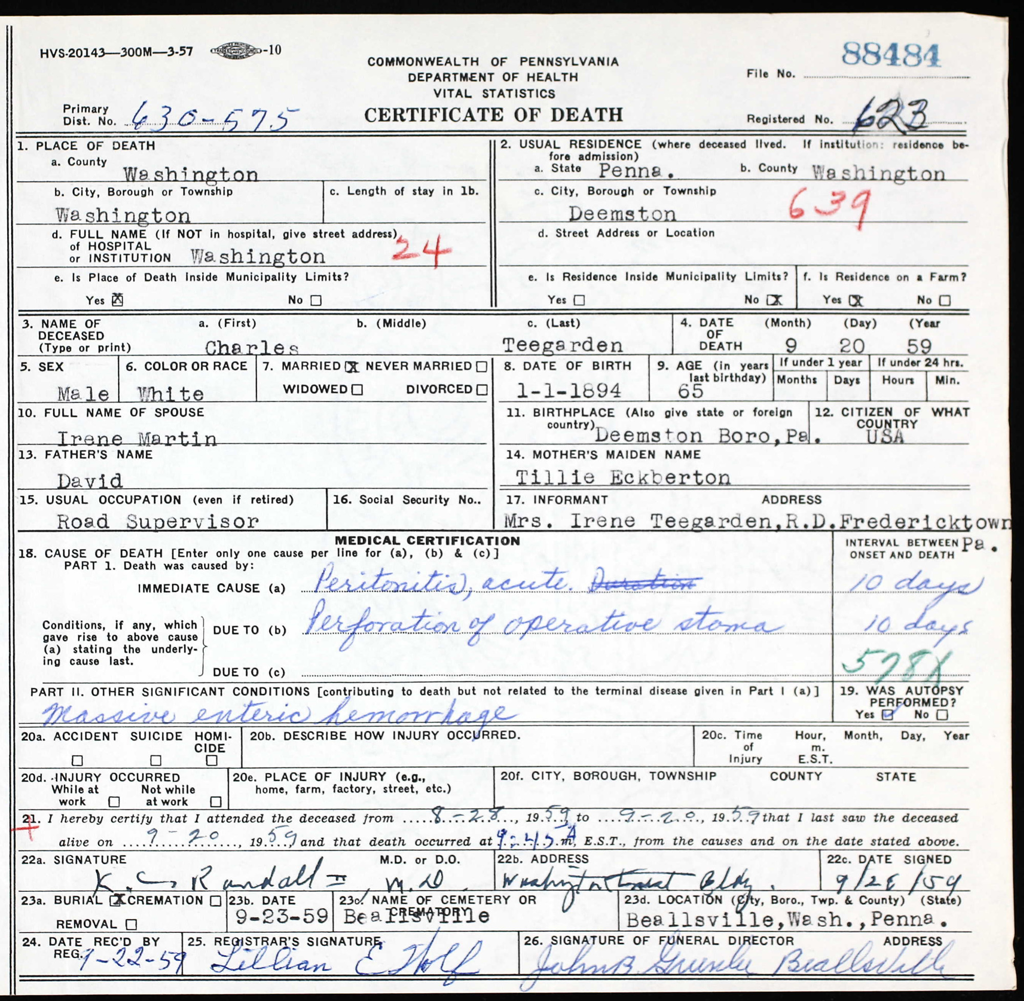 death certificate